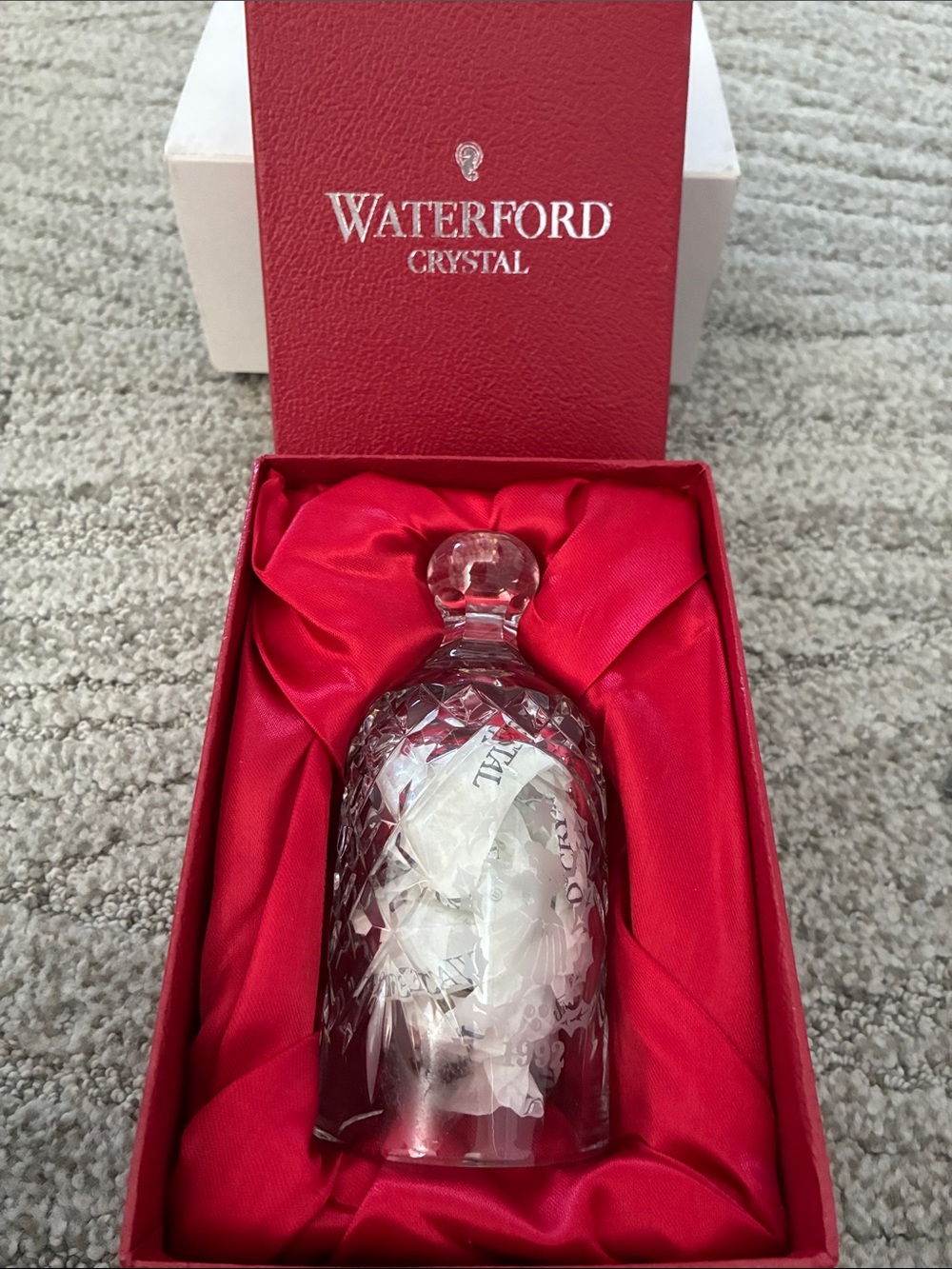 Waterford Crystal 1992 Christmas Bell Clear Crystal with Red Box